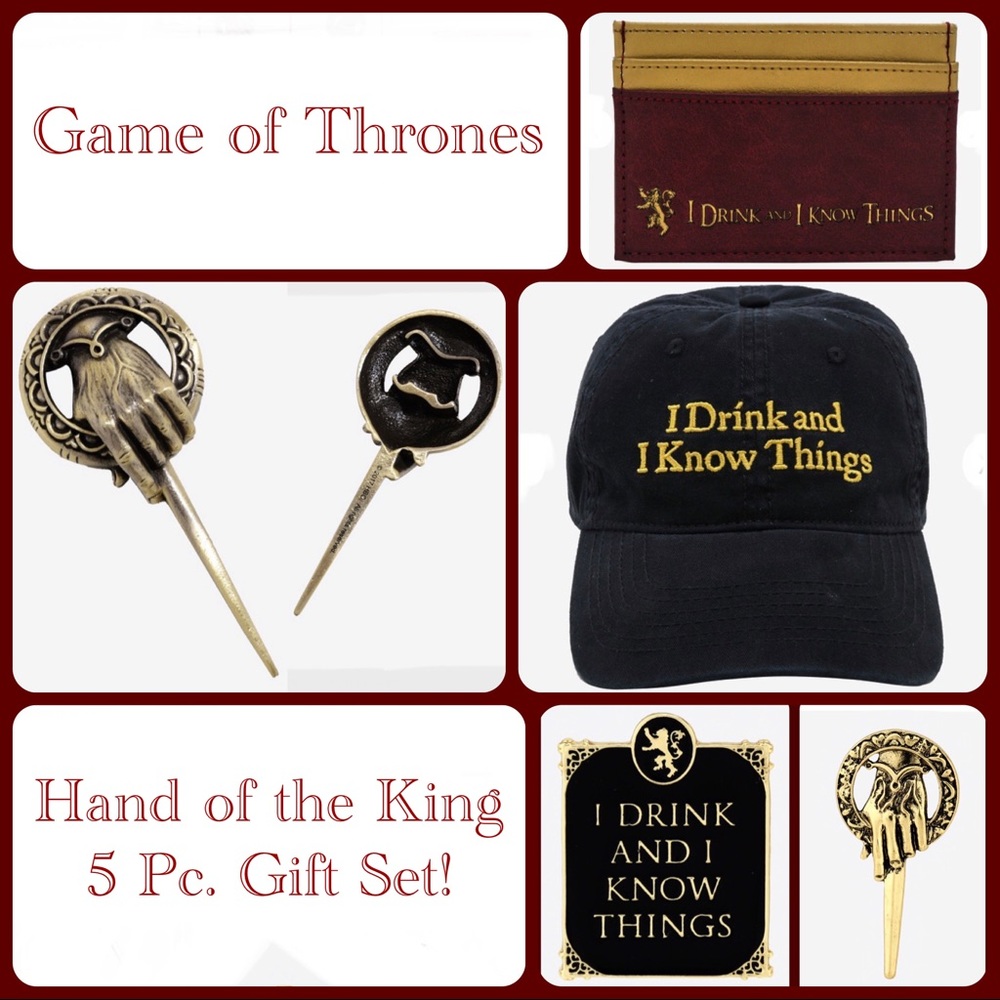 GAME OF THRONES Hand of the King Lannister 6 PC. SET: Cap, Cardholder, Pins